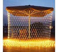 VUIKLCty Luces de Red solares, Luces de Hadas llevadas Impermeables 8 Modos Luces de Cadena de Cortina Luces de Malla(Warm White)