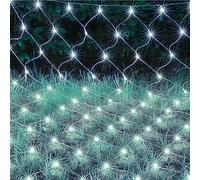 VUIKLCty Luces de Red solares, Luces de Hadas llevadas Impermeables 8 Modos Luces de Cadena de Cortina Luces de Malla(Bianco)