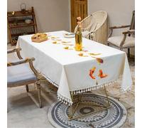 VUIKLCty Mantel de Lino Decorativo con Borla, Impermeable, a Prueba de Aceite, Grueso, Rectangular, for Boda, Comedor, té(140 * 250cm)