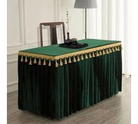 VUIKLCty Mantel Rectangular de Terciopelo con Flecos, for congresos y exposiciones.(Ink Green,180x60x75cm)