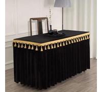 VUIKLCty Mantel Rectangular de Terciopelo con Flecos, for congresos y exposiciones.(Nero,180x60x75cm)