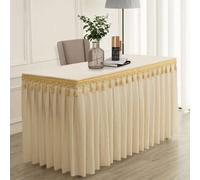 VUIKLCty Mantel Rectangular de Terciopelo con Flecos, for congresos y exposiciones.(Rice White,180x40x75cm)