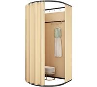 VUIKLCty Pantalla móvil y portátil para esquina de vestidor, cortina de privacidad para oficina, estación portátil para vestuario (marfil, 100 x 95 x 200 cm)