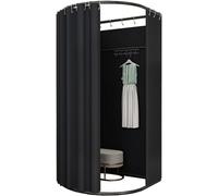 VUIKLCty Pantalla móvil y portátil para esquina de vestidor, cortina de privacidad para oficina, estación portátil para vestuario (Schwarz, 100 x 95 x 200 cm)