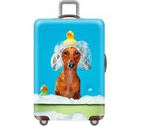 VUIKLCty Protector elástico for Maleta de 18-32 Pulgadas, Funda Protectora for Equipaje con Estampado de Animales, Lavable y antiarañazos(Brown Dog,S)