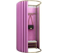 VUIKLCty Vitrina móvil y portátil para espacio pequeño con cortinas opacas y marco resistente para vestuario de protección de privacidad (morado, 100 x 95 x 200 cm)