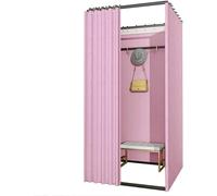 VUIKLCty Vitrina móvil y portátil para salón de belleza, cambiador de privacidad portátil extraíble con cortinas opacas y ganchos (rosa, 100 x 100 x 200 cm)