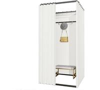 VUIKLCty Vitrina móvil y portátil para salón de belleza, cambiador de privacidad portátil extraíble con cortinas opacas y ganchos (blanco, 80 x 80 x 200 cm)