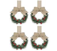 VUIUYOIES 4 Coronas navideñas Vintage para Armario con Mini Adornos navideños, adecuadas para Puertas, Ventanas, Paredes y árboles, Camello + Rojo, 4 Uds.