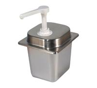 VUIUYOIES Dispensador manual de salsas de 2,3 L con bomba dosificadora para condimentos, ideal para restaurantes y hogares (30 cc), Plata, 20 cc