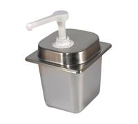 VUIUYOIES Dispensador manual de salsas de 2,3 L con bomba dosificadora para condimentos, ideal para restaurantes y hogares (30 cc), Plata, 10 cc