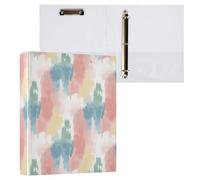 Vuiyean Abstract Art - Carpetas de acuarela de color pastel de 1.5 pulgadas, 3 anillos con portapapeles y 2 bolsillos, carpetas grandes y resistentes, carpetas decorativas con anillos en D, carpetas