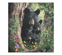Vuiyean Woodland Paint Forest Black Bear - Cubierta magnética para lavavajillas, hoja de 58,4 x 66 cm, cubierta frontal magnética decorativa para lavavajillas, imanes de puerta, panel de nevera