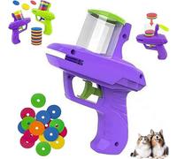 VUKHWX Juego de lanzador de discos para gatos, juego de lanzador de gatos, tirador de discos de espuma, cremallera, para mascotas, gatos, juego de juguetes interactivos con discos de colores (morado)