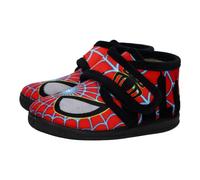 VULCA-BICHA 1070 Zapatillas de casa para niños estilo botín, color rojo y negro con diseño de arañas, con cierre de cinta textil adhesiva, hechas en España por Vulca-Bicha NIÑO ZAPATILLAS CASA ROJO 33