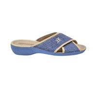 VULCA-BICHA S.L. - Zapatillas de Casa para Mujer Vulca-Bicha 4702 - Chinela Abierta con Cuña y Diseño Trenzado - Color Índigo - Textil para: Mujer Color: Indigo Talla: 37