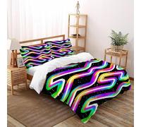 VulcanTrade Arcoíris Negro Impresión 3D Respirable Edredón De Plumón 3 Piezas Microfibra De 2 Almohadas Cierre con Cremallera King（220x240cm） para Adultos, Mujeres Y Niños