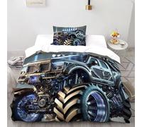 VulcanTrade Camión monstruoso_1 Impresión 3D Respirable Funda De Edredón 2 Piezas Microfibra De Almohadas Cierre con Cremallera Single（135x200cm） para Adultos, Mujeres Y Niños