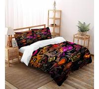 VulcanTrade Fantasmi_1 - Juego de ropa de cama de 3 piezas de microfibra resistente a las arrugas con impresión 3D hipoalergénica y 2 almohadas con cremallera cerrada doble (200 x 200 cm) para adultos