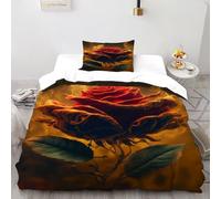 VulcanTrade Fiamma Rosa Impresión 3D Transpirable Juego De Ropa De Cama 2 Piezas Microfibra Resistente A Las Arrugas Cojines Cremallera Cerrada Individual (135x200cm) Para Adultos, Mujeres Y Niños