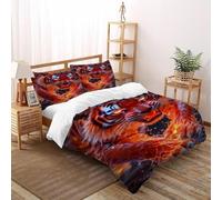 VulcanTrade Fierce Tigre Rojo Impresión 3D Animación de Animales Edredón De Plumón 3 Piezas Microfibra Suave Y Moderna 2 Almohadas Cierre con Cremallera King(220x240cm) para Adultos, Mujeres Y Niños