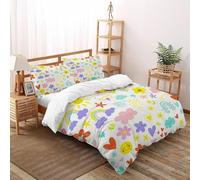 VulcanTrade Flores Arcoíris Impresión 3D Respirable Edredón De Plumón 3 Piezas Microfibra De 2 Almohadas Cierre con Cremallera King（220x240cm） para Adultos, Mujeres Y Niños