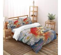 VulcanTrade Peñón de Peces Koi Impresión 3D Respirable Funda De Edredón 3 Piezas Microfibra Suave Y Moderna 2 Almohadas Cierre con Cremallera King（220x240cm） para Adultos, Mujeres Y Niños