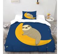 VulcanTrade Pereza Media Luna Impresión 3D Respirable Funda De Edredón 2 Piezas Microfibra Almohadas Cierre con Cremallera Single（135x200cm） para Adultos, Mujeres Y Niños