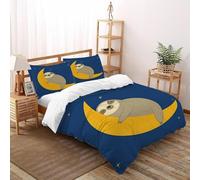 VulcanTrade Pereza Media Luna Impresión 3D Respirable Funda De Edredón 3 Piezas Microfibra 2 Almohadas Cierre con Cremallera Super King（260x220cm） para Adultos, Mujeres Y Niños