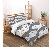 VulcanTrade pingüinos Pato Impresión 3D Respirable Funda De Edredón 3 Piezas Microfibra De 2 Almohadas Cierre con Cremallera Double（200x200cm） para Adultos, Mujeres Y Niños