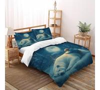 VulcanTrade Polar Bear Little 3D - Juego de ropa de cama transpirable de 3 piezas de fácil cuidado con 2 fundas de almohada con cierre de cremallera para adultos (mujeres y niños), funda de edredón