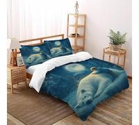 VulcanTrade Polar Bear Little 3D - Juego de ropa de cama transpirable de 3 piezas de microfibra suave con 2 fundas de almohada con cierre de cremallera para adultos (mujeres y niños), fundas de