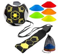 Vulevirtue Cinturón de Entrenamiento de fútbol, Kit Entrenamiento Fútbol Accesorios con 10 Conos De Entrenamiento,cinturón de fútbol elástico para niños, Adultos y Principiantes