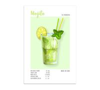 Vulfire Impresión de Pared Mojito, Bar de Cócteles, Idea de Regalo Original, Decoración del Hogar Sala de Estar Salón Oficina Cocina, Póster en papel glossy premium (A3 (29,7 x 42 cm))