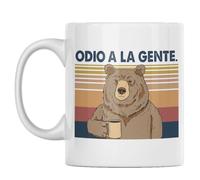 Vulfire Taza de Cerámica 'Odio a la Gente' Divertida y Simpática Idea de Regalo con Oso Cumpleaños, Navidad - Decoración Casa, Cocina (blanco)