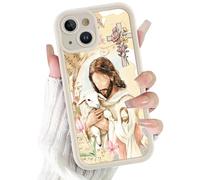 Vulfwela Funda para iPhone 15 de 6.1 pulgadas, bonita funda de teléfono cristiano de Jesús, funda protectora de TPU delgada a prueba de golpes para mujeres y niñas