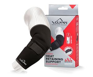 Vulkan Codera, soporte de codo de tenis clásico con correa, grande, nuevo estilo, manga de compresión, para lesionados, débiles, codos artriticos, codo de golfista, rehabilitación y recuperación, cálido y transpirable