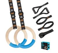 Vulken Anillos de gimnasia de madera con correas numeradas ajustables. Anillos olímpicos de 1,25 pulgadas para entrenamiento de núcleo, crossfit, entrenamiento de peso corporal. Anillos de gimnasio en