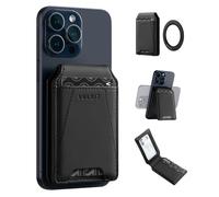 VULKIT Cartera Magnética Compatible con MagSafe Wallet, Cartera para Teléfono con Soporte Ajustable, para iPhone 15/14/13/12 Series, 4 Ranuras para Tarjetas Cuero, con Anillo Magnético Extra Adhesivo