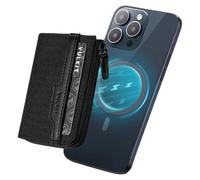 VULKIT Cartera magnética para tarjetas, compatible con MagSafe Wallet con bloqueo RFID, tarjetero para iPhone 15/14/13/12 Series, Negro -