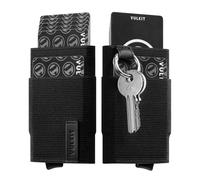 VULKIT Cartera para mujeres con bolsillo elástico y llavero, cartera de crédito minimalista y delgada desplegable con bloqueo RFID para mujeres, Black, no