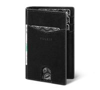 VULKIT Cartera Tarjetero Hombre Minimalista RFID Bloqueo Pequeño Cartera Piel Genuino Hombre con 10 Ranuras para Tarjetas Credito y Billetes, Suede Negro