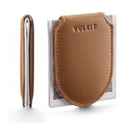 VULKIT Clip de Dinero Magnético Delgado de Cuero Genuino Portatarjetas de Crédito Portabilletes, Imán Fuerte Sujeta 20 x Billetes Doblados