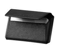 VULKIT Funda de cuero para tarjetas de visita para hombre, bolsillo delgado, para tarjetas de visita, con capacidad para 20 tarjetas de visita, Negro, Slim