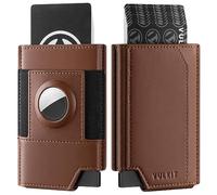 VULKIT Monedero AirTag Tarjetero con Soporte AirTag, Cartera de Tarjeta Emergente con Bloqueo RFID Tarjetero Smart Bank de Piel