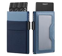VULKIT Tarjetero de Crédito con Bolsillos EDC y Ventana de Identificación RFID Que Bloquea la Cartera de la Tarjeta Emergente Cartera Delgada de Metal
