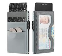 VULKIT Tarjetero de Crédito con Bolsillos EDC y Ventana de Identificación RFID Que Bloquea la Cartera de la Tarjeta Emergente Cartera Delgada de Metal