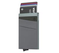 VULKIT Tarjetero Hombre o Mujer con Bolsillo Billetes Porta Tarjetas Pop Up Tarjeteros RFID Bloqueo Pequeño Funda Tarjeta Credito Metalico, Espacio Gris