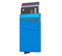 VULKIT Tarjetero Hombre o Mujer con Bolsillo Billetes Porta Tarjetas Pop Up Tarjeteros RFID Bloqueo Pequeño Funda Tarjeta Credito Metalico, Azul