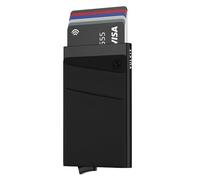 VULKIT Tarjetero Hombre o Mujer con Bolsillo Billetes Porta Tarjetas Pop Up Tarjeteros RFID Bloqueo Pequeño Funda Tarjeta Credito Metalico, Negro